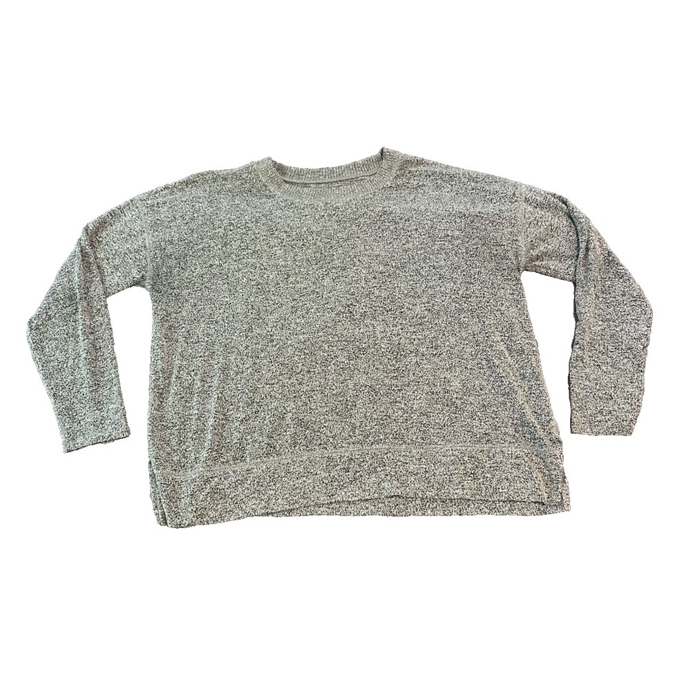 Lucky Brand Women's Marled Knit Womens Sweater L Gray Black Relaxed Slouchy Y2K